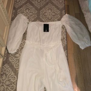 FashionNova off the shoulder jumpsuit